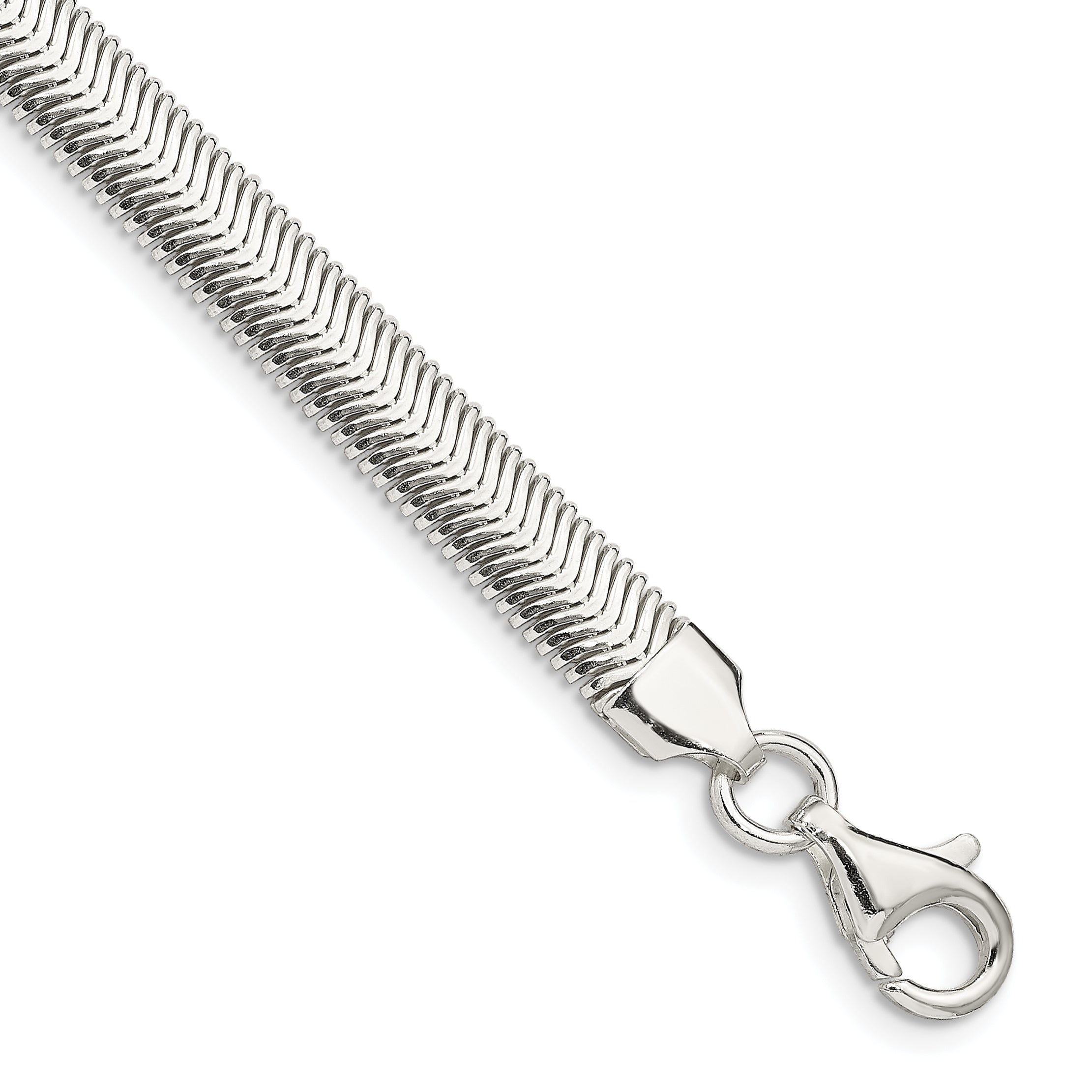 7 Inch Sterling Silver 6.25mm Flat Oval Snake Chain Bracelet