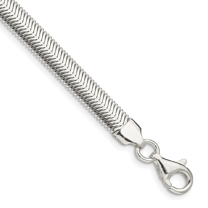 7 Inch Sterling Silver 6.25mm Flat Oval Snake Chain Bracelet