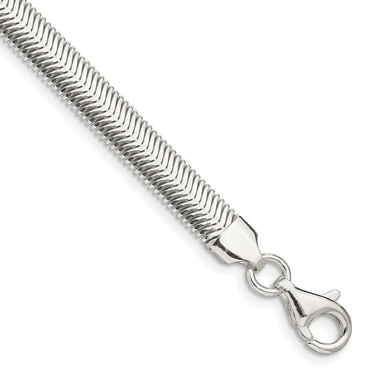 7 Inch Sterling Silver 6.25mm Flat Oval Snake Chain Bracelet