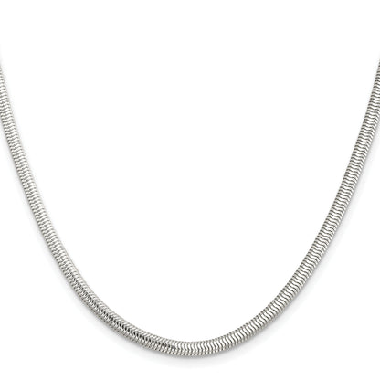 18 Inch Sterling Silver 3.5mm 6-Sided Oval Snake Chain Necklace
