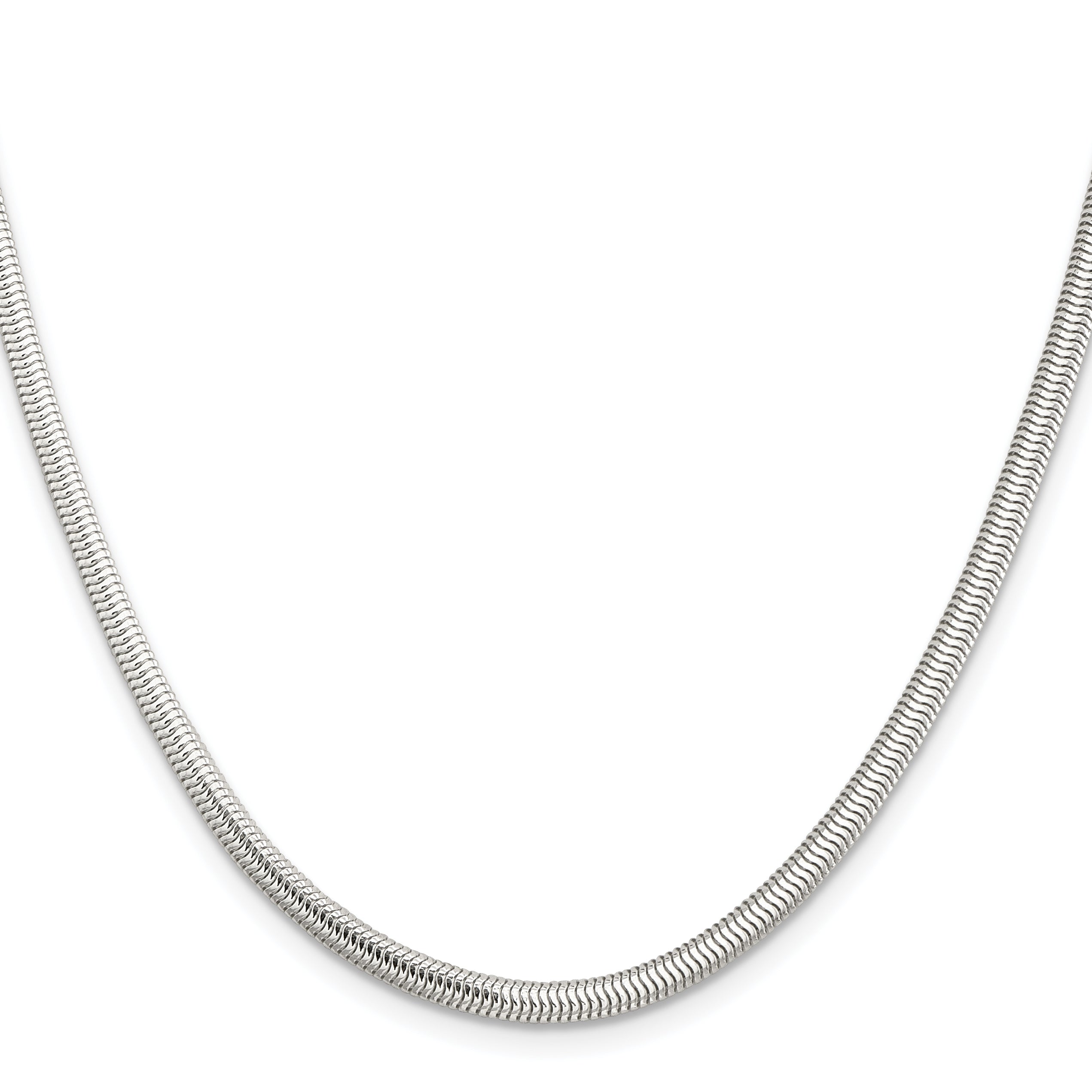 30 Inch Sterling Silver 3.5mm 6-Sided Oval Snake Chain Necklace