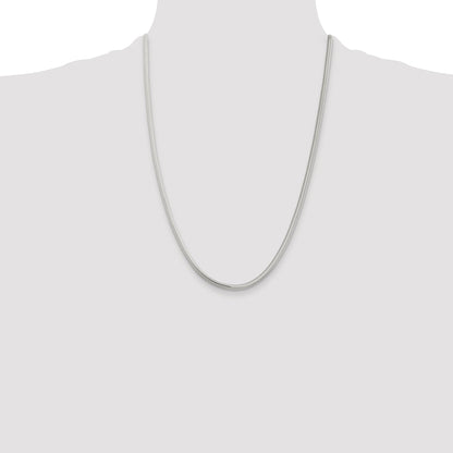 24 Inch Sterling Silver 3.5mm 6-Sided Oval Snake Chain Necklace