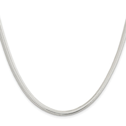 30 Inch Sterling Silver 5mm 6-Sided Oval Snake Chain Necklace