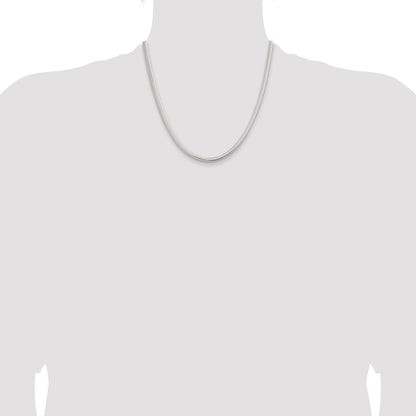 20 Inch Sterling Silver 5mm 6-Sided Oval Snake Chain Necklace