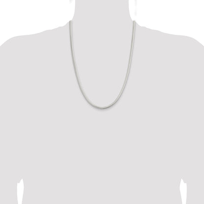 24 Inch Sterling Silver 5mm 6-Sided Oval Snake Chain Necklace