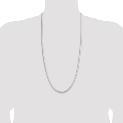 30 Inch Sterling Silver 5mm 6-Sided Oval Snake Chain Necklace