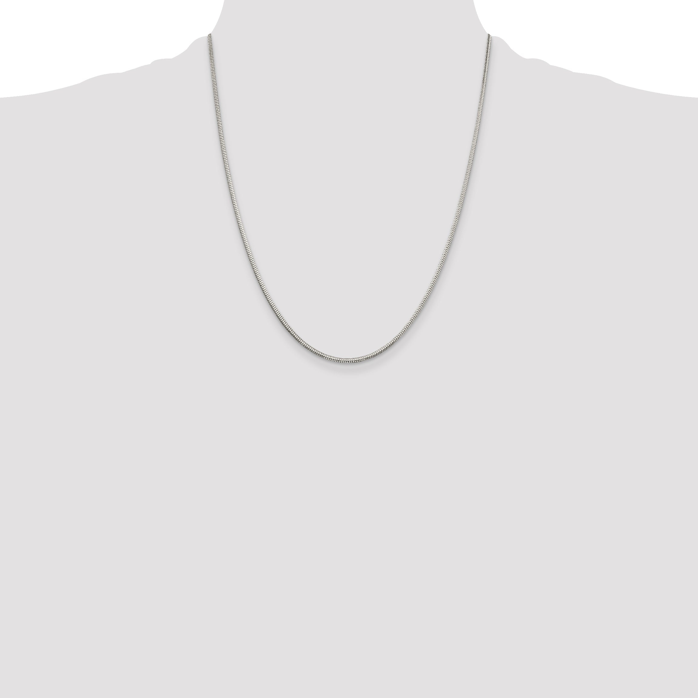 22 Inch Sterling Silver 2mm Diamond-Cut Snake Chain Necklace