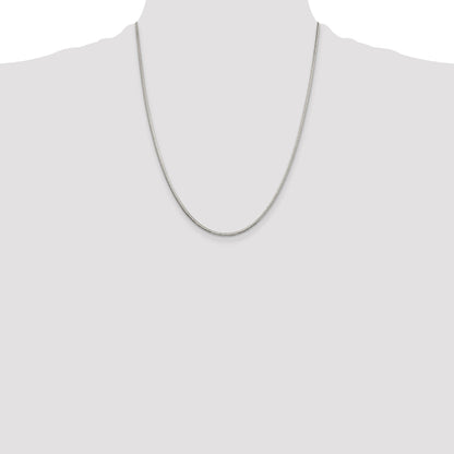 22 Inch Sterling Silver 2mm Diamond-Cut Snake Chain Necklace