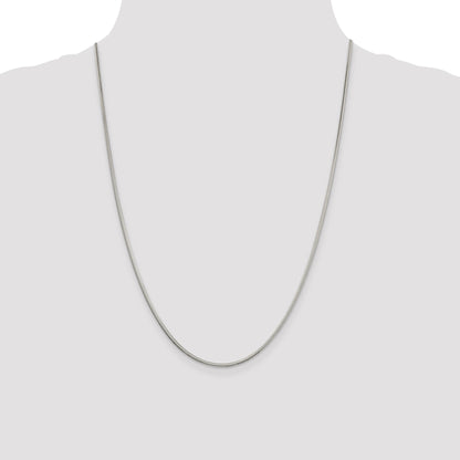 24 Inch Sterling Silver 2mm Diamond-Cut Snake Chain Necklace