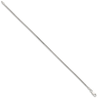 8 Inch Sterling Silver 2mm Diamond-Cut Snake Chain Bracelet