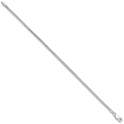 7 Inch Sterling Silver 2.5mm Diamond-Cut Snake Chain Bracelet