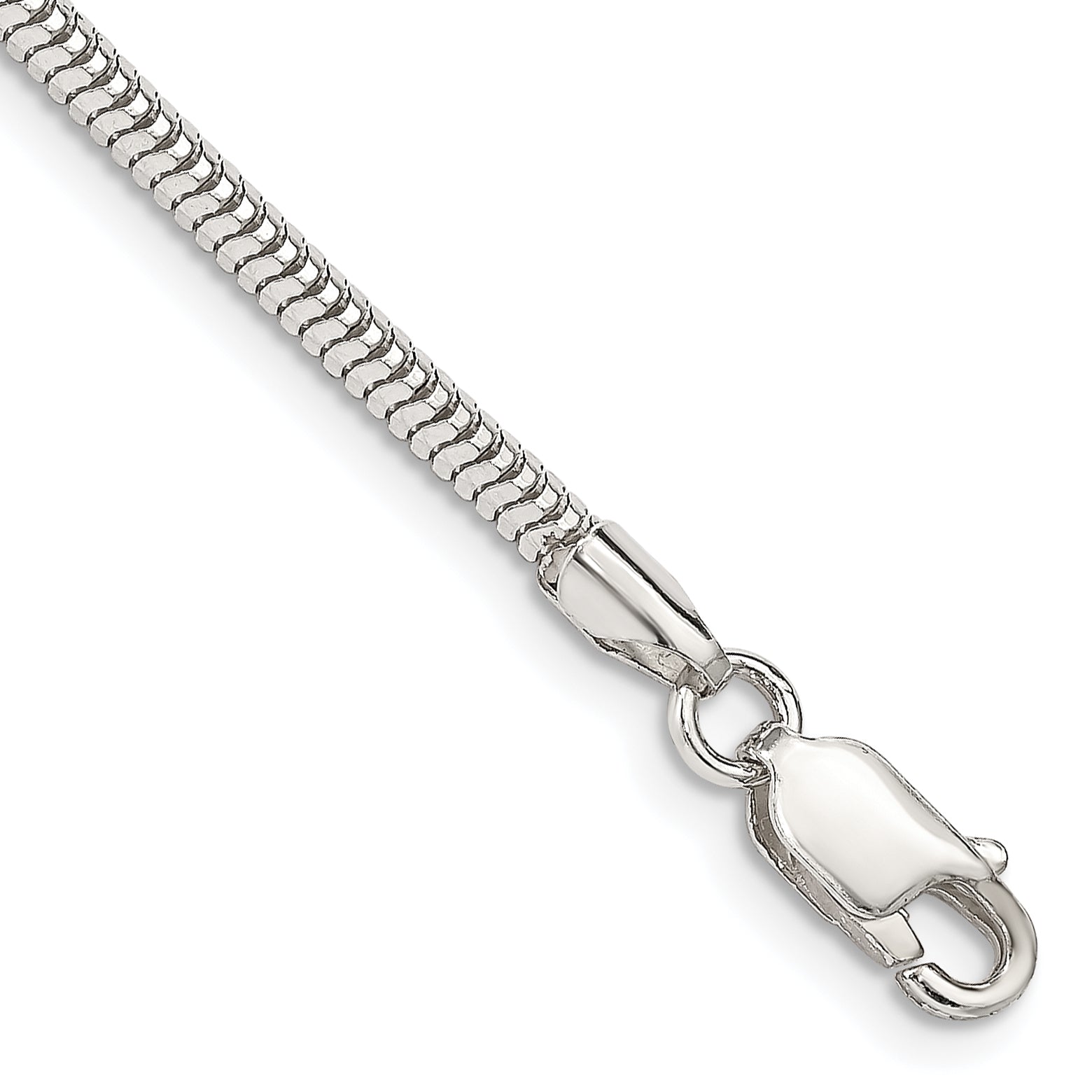 7 Inch Sterling Silver 2.5mm Diamond-Cut Snake Chain Bracelet