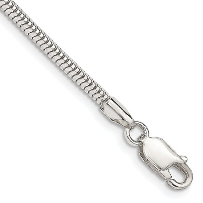 7 Inch Sterling Silver 2.5mm Diamond-Cut Snake Chain Bracelet