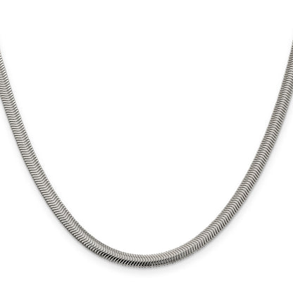 24 Inch Sterling Silver 4.2mm Flat Oval Snake Chain Necklace