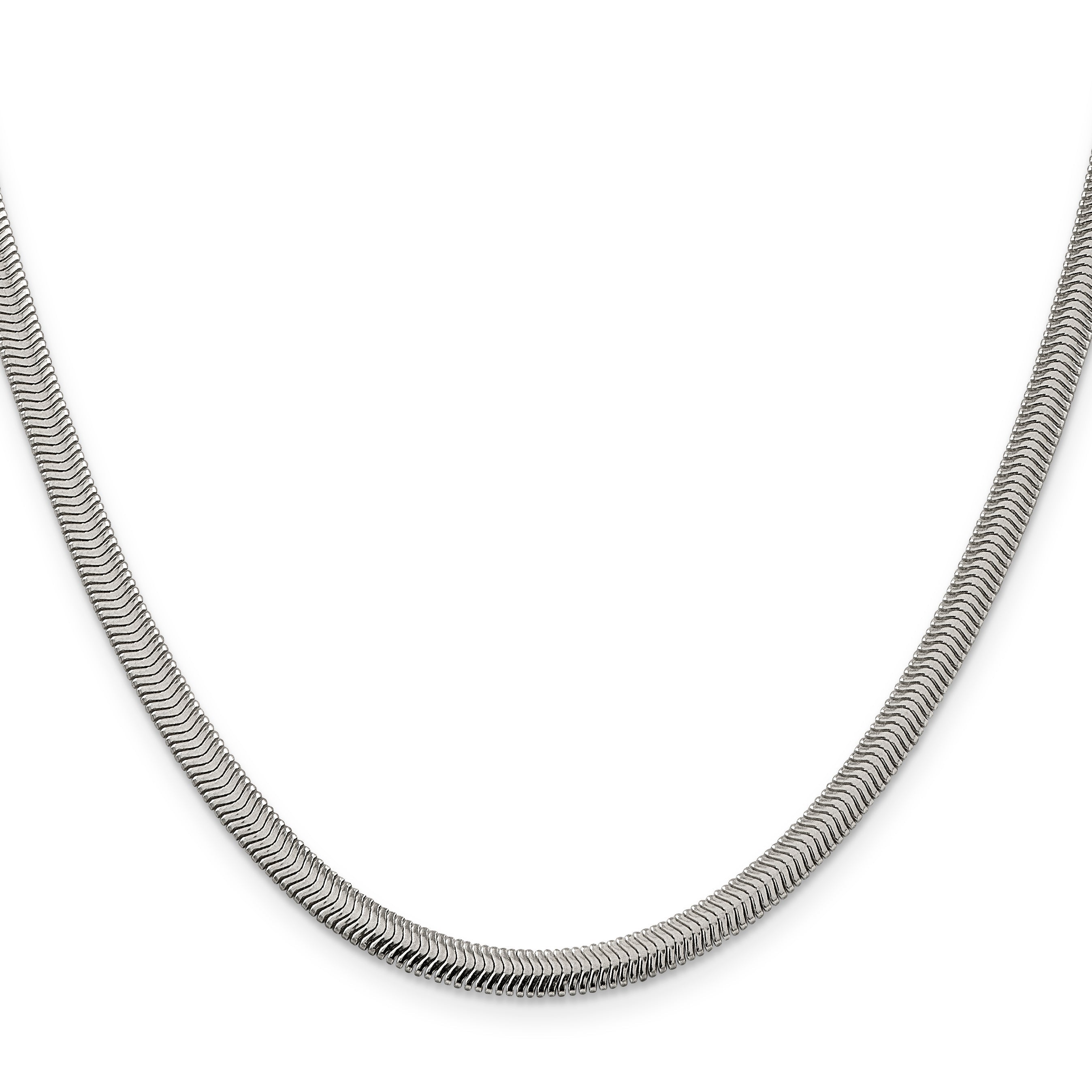 18 Inch Sterling Silver 4.2mm Flat Oval Snake Chain Necklace