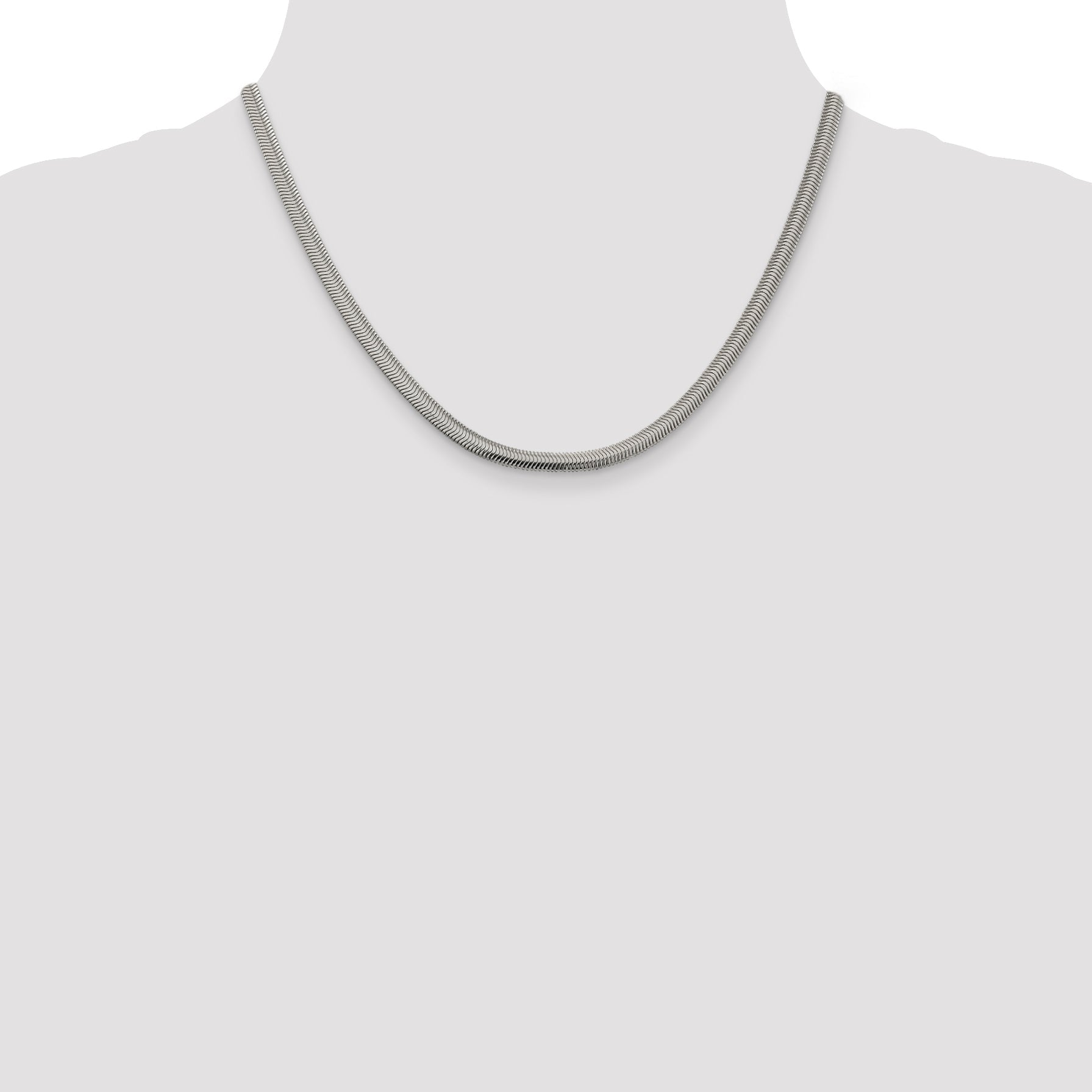 18 Inch Sterling Silver 4.2mm Flat Oval Snake Chain Necklace