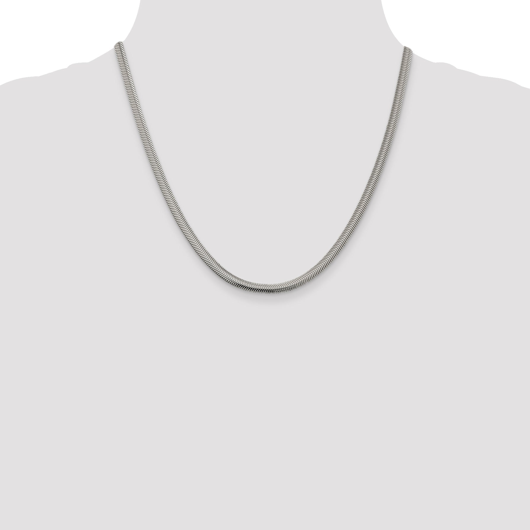 20 Inch Sterling Silver 4.2mm Flat Oval Snake Chain Necklace