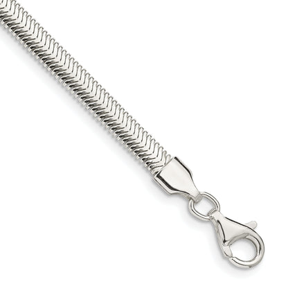 7 Inch Sterling Silver 4.2mm Flat Oval Snake Chain Bracelet