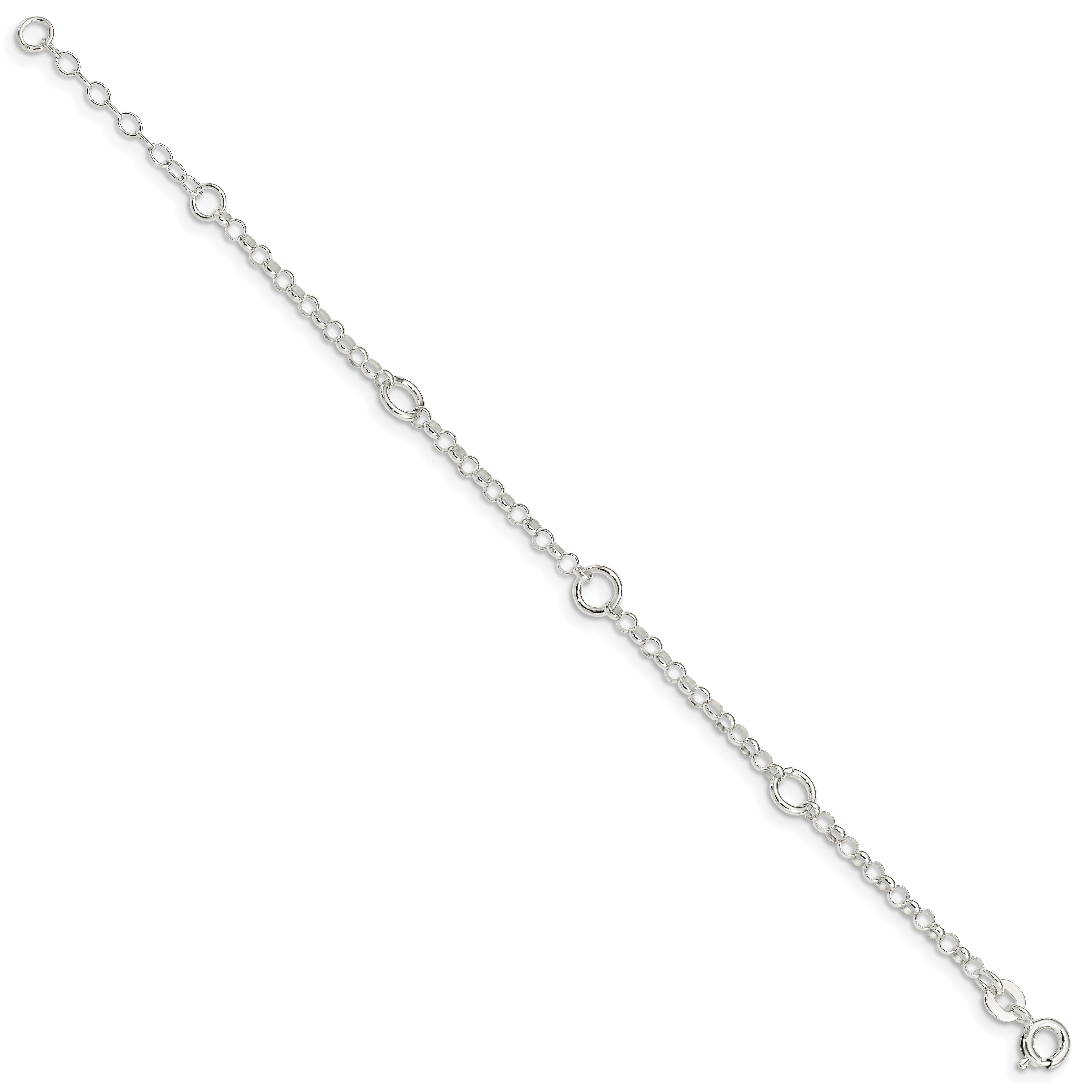 6 Inch Sterling Silver Polished Fancy Rolo Chain Children'S Bracelet