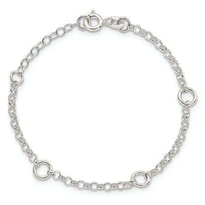 6 Inch Sterling Silver Polished Fancy Rolo Chain Children'S Bracelet