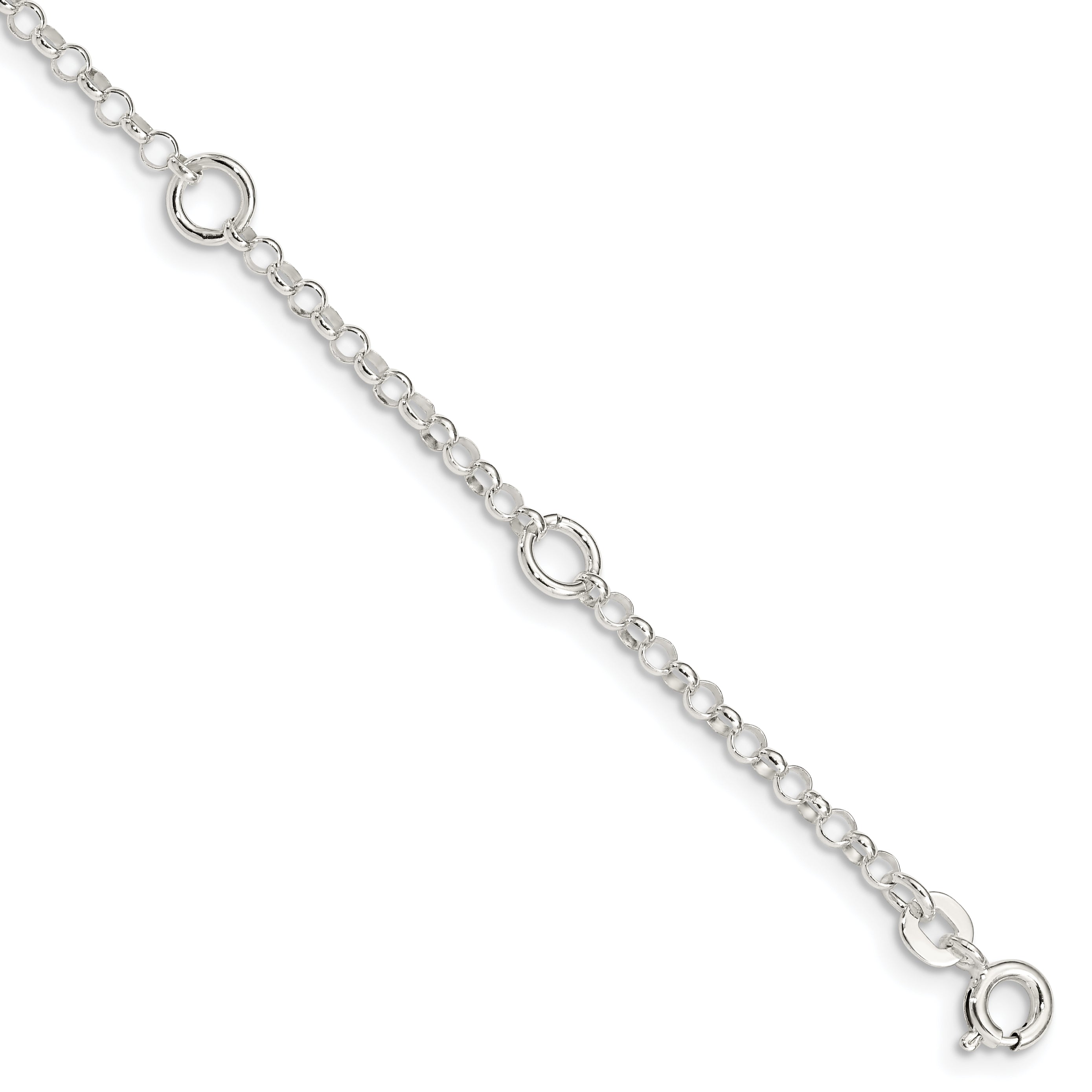 6 Inch Sterling Silver Polished Fancy Rolo Chain Children'S Bracelet