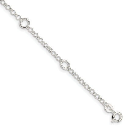 6 Inch Sterling Silver Polished Fancy Rolo Chain Children'S Bracelet