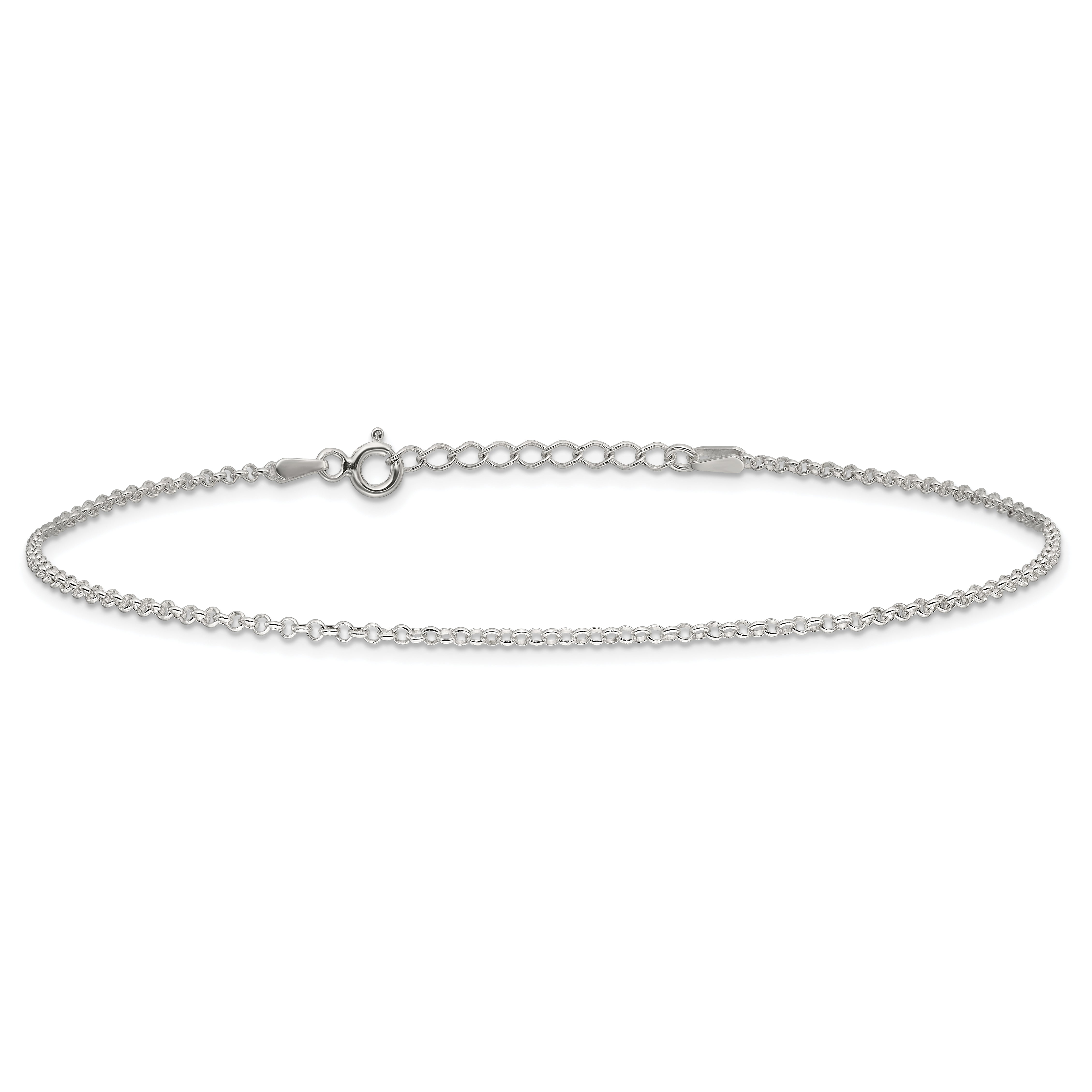 9 Inch Sterling Silver 1.5mm Rolo 9In Plus 1In Ext. Chain Anklet