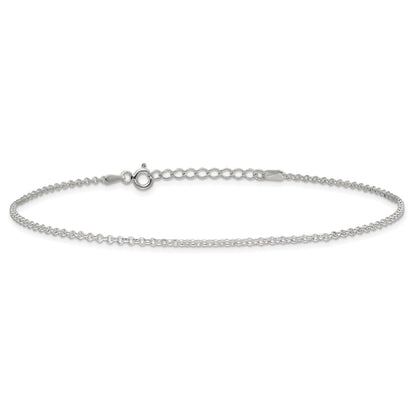 9 Inch Sterling Silver 1.5mm Rolo 9In Plus 1In Ext. Chain Anklet