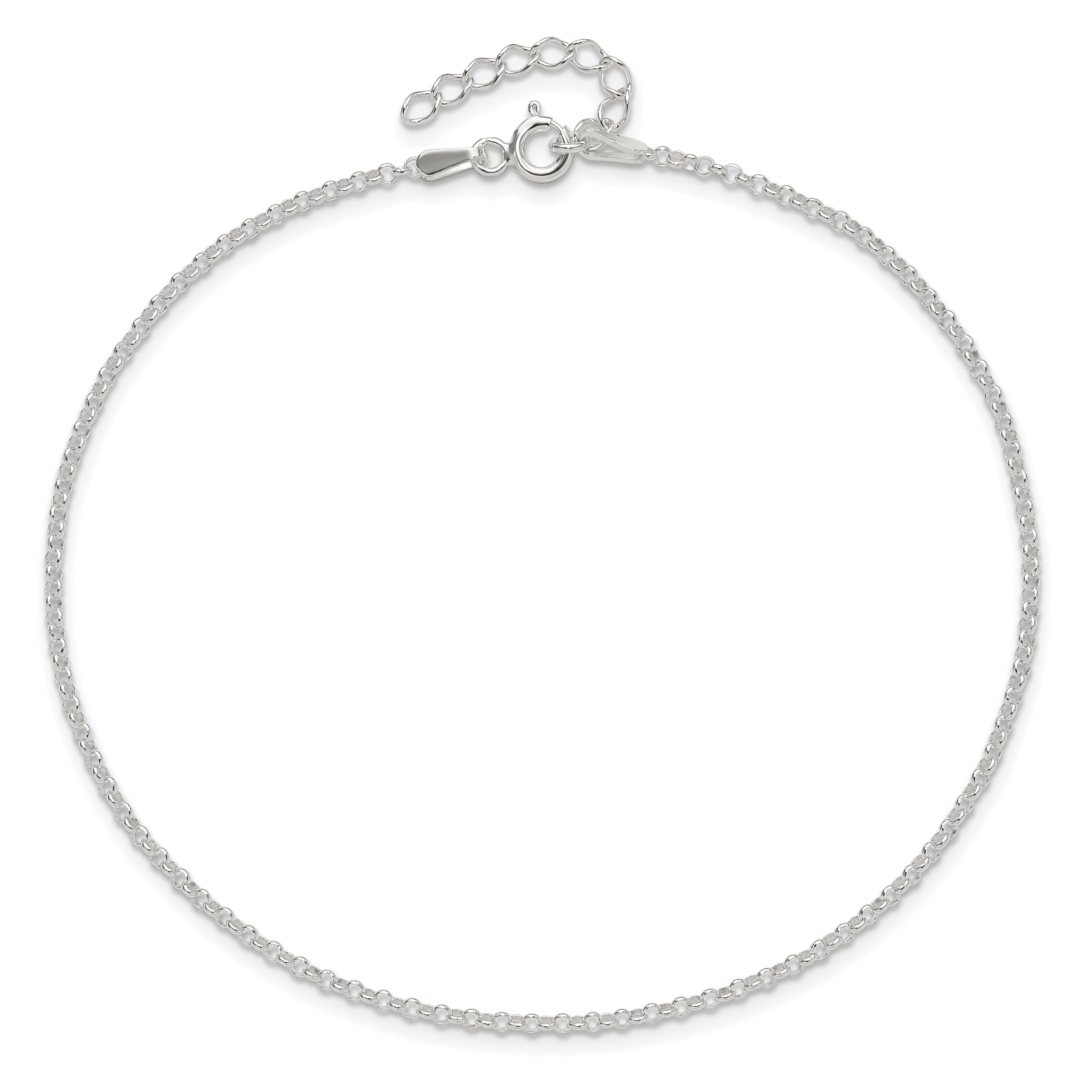 9 Inch Sterling Silver 1.5mm Rolo 9In Plus 1In Ext. Chain Anklet
