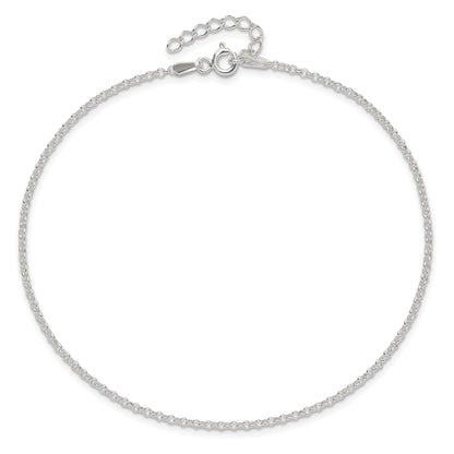 9 Inch Sterling Silver 1.5mm Rolo 9In Plus 1In Ext. Chain Anklet