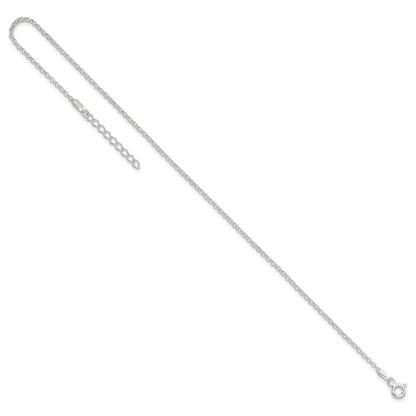 9 Inch Sterling Silver 1.5mm Rolo 9In Plus 1In Ext. Chain Anklet