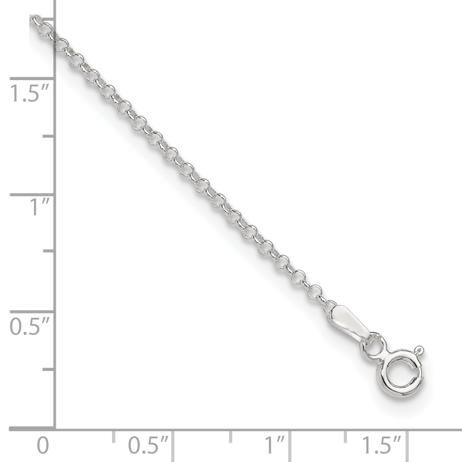 9 Inch Sterling Silver 1.5mm Rolo 9In Plus 1In Ext. Chain Anklet