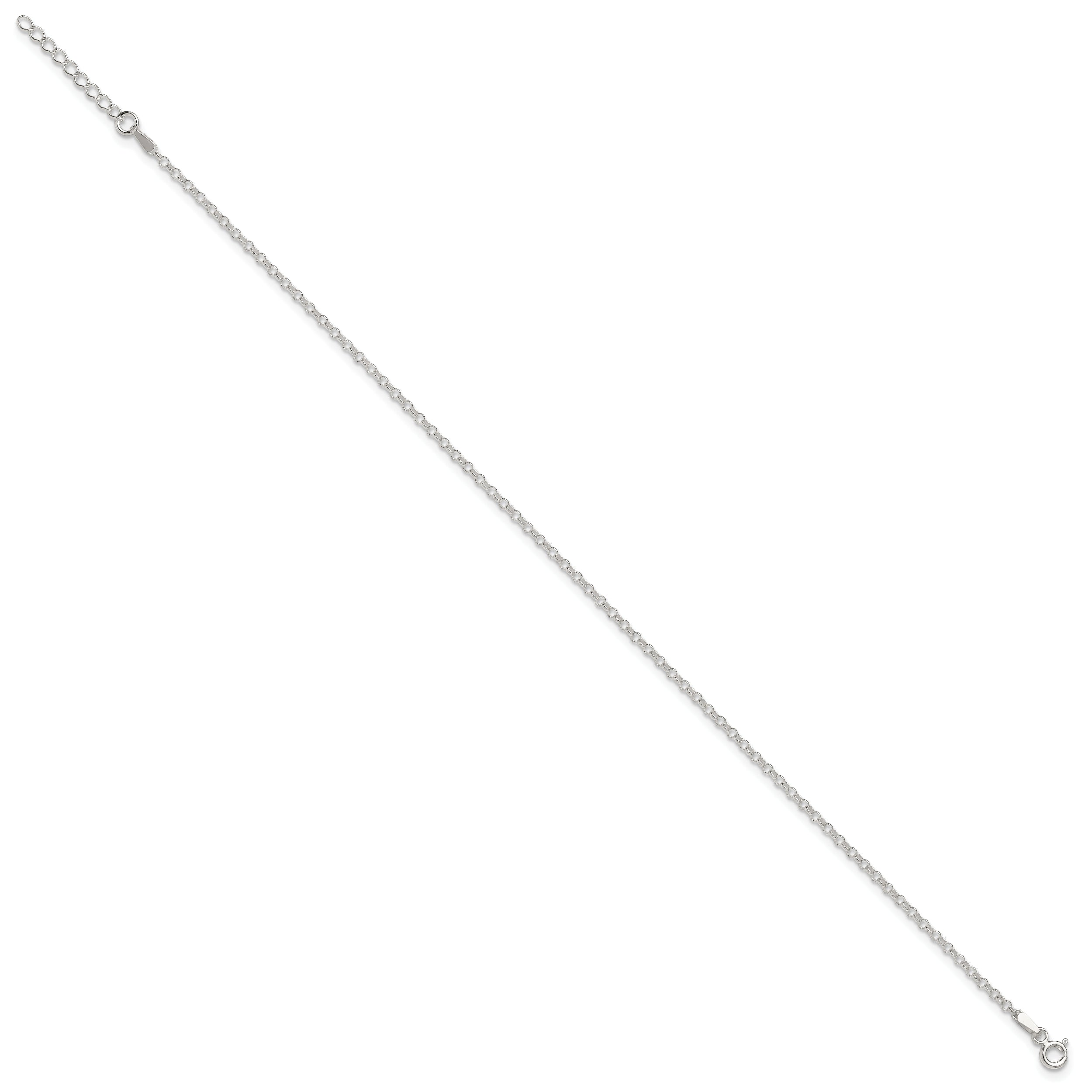 9 Inch Sterling Silver 2mm Rolo 9In Plus 1In Ext. Chain Anklet