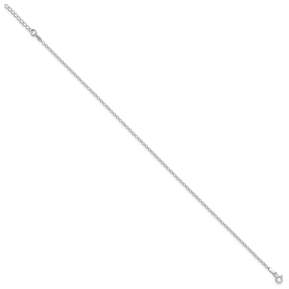 9 Inch Sterling Silver 2mm Rolo 9In Plus 1In Ext. Chain Anklet
