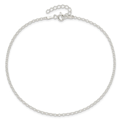 9 Inch Sterling Silver 2mm Rolo 9In Plus 1In Ext. Chain Anklet