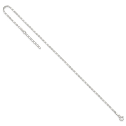 9 Inch Sterling Silver 2mm Rolo 9In Plus 1In Ext. Chain Anklet