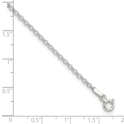 9 Inch Sterling Silver 2mm Rolo 9In Plus 1In Ext. Chain Anklet