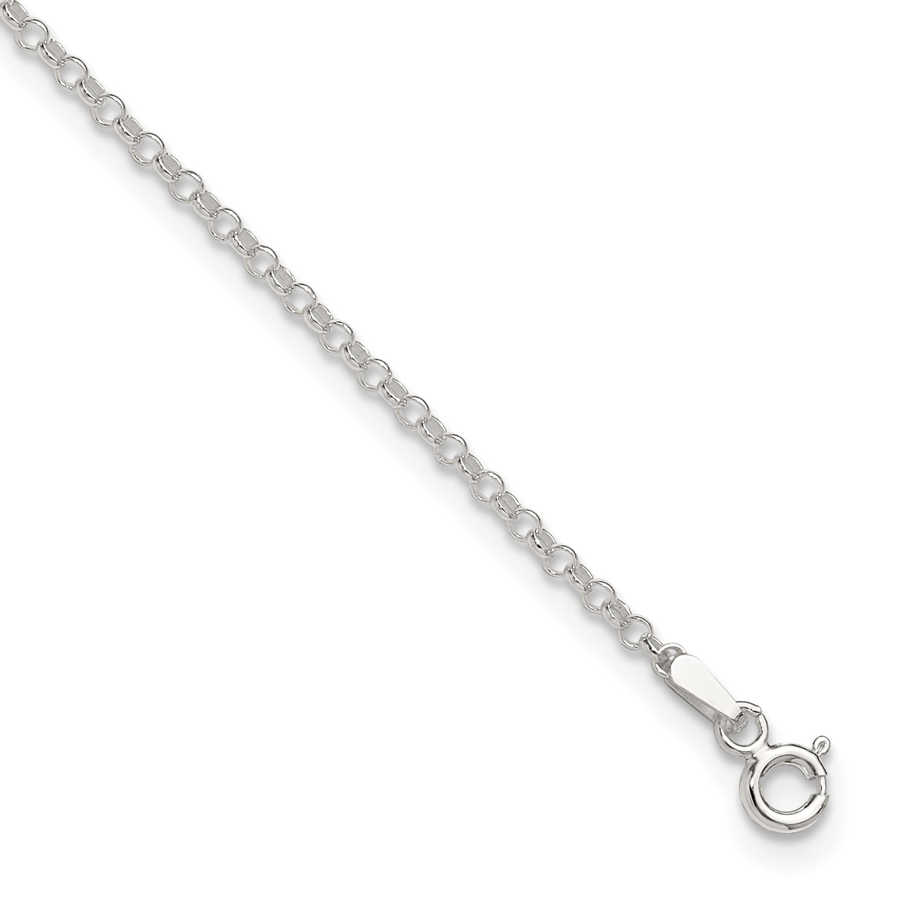 9 Inch Sterling Silver 2mm Rolo 9In Plus 1In Ext. Chain Anklet