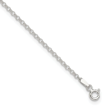 9 Inch Sterling Silver 2mm Rolo 9In Plus 1In Ext. Chain Anklet