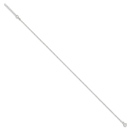 9 Inch Sterling Silver 1.3mm Singapore 9In Plus 1In Ext. Chain Anklet