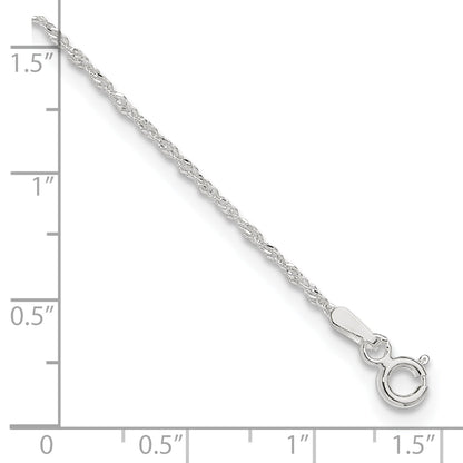 9 Inch Sterling Silver 1.3mm Singapore 9In Plus 1In Ext. Chain Anklet