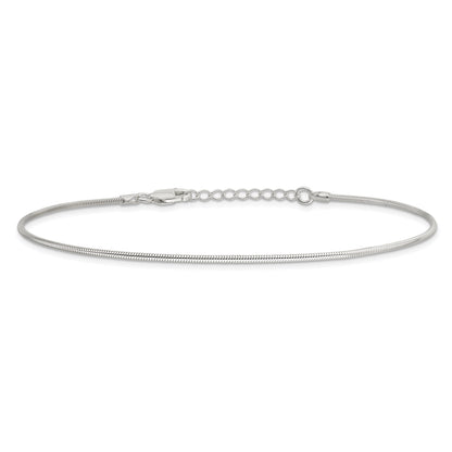 9 Inch Sterling Silver 1.5mm Round Snake Chain 9In Plus 1In Ext. Anklet