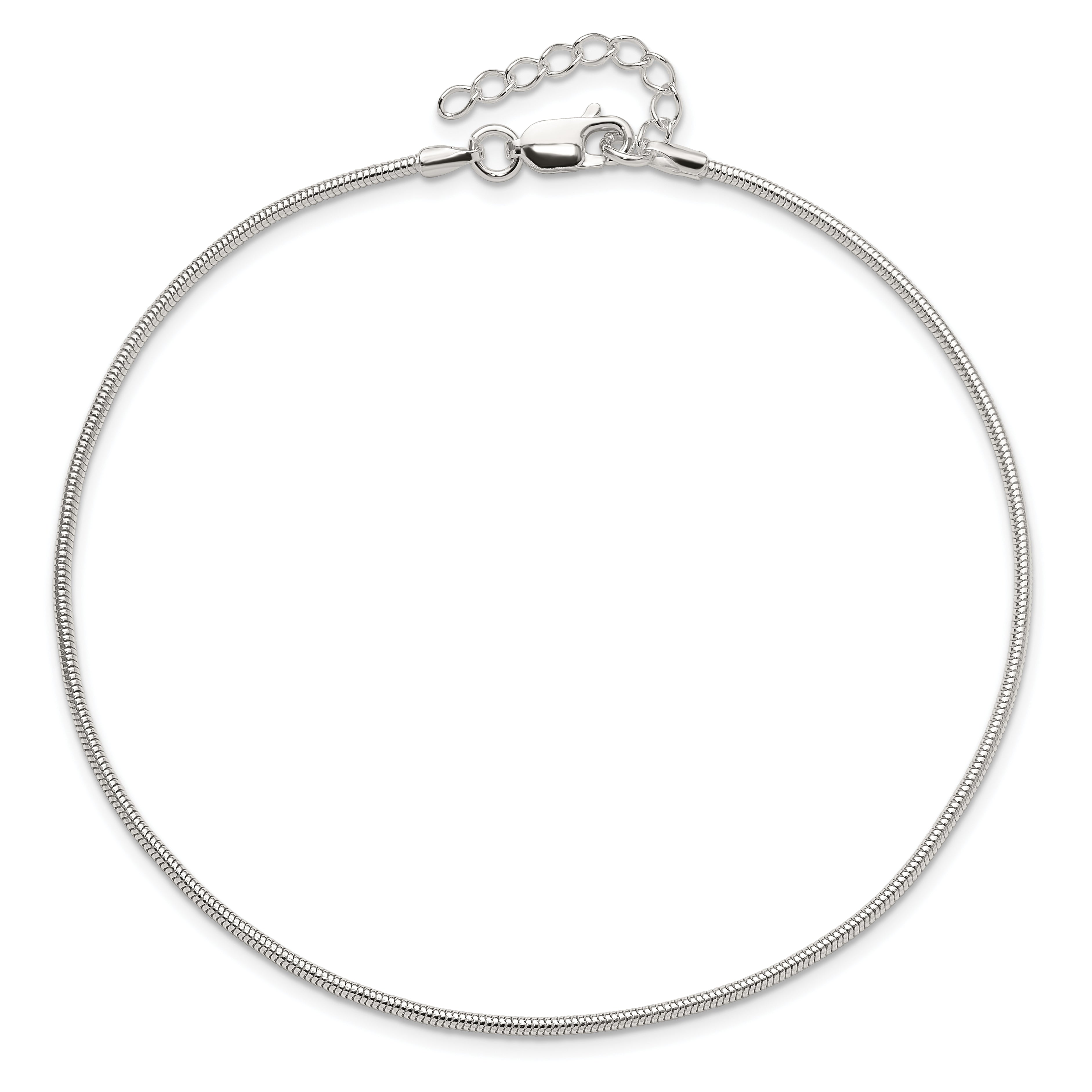 9 Inch Sterling Silver 1.5mm Round Snake Chain 9In Plus 1In Ext. Anklet