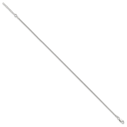 9 Inch Sterling Silver 1.5mm Round Snake Chain 9In Plus 1In Ext. Anklet