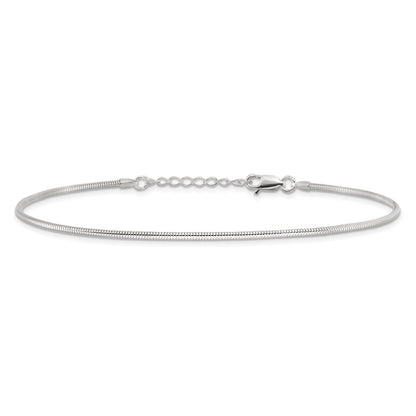 9 Inch Sterling Silver 1.5mm Round Snake Chain 9In Plus 1In Ext. Anklet