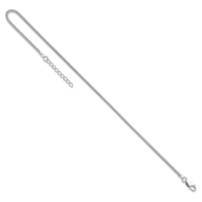 9 Inch Sterling Silver 1.5mm Round Snake Chain 9In Plus 1In Ext. Anklet