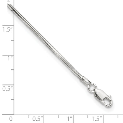 9 Inch Sterling Silver 1.5mm Round Snake Chain 9In Plus 1In Ext. Anklet