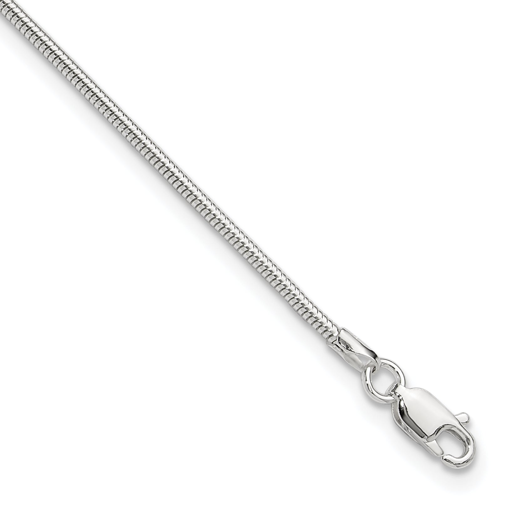9 Inch Sterling Silver 1.5mm Round Snake Chain 9In Plus 1In Ext. Anklet