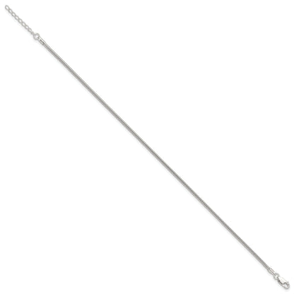 9 Inch Sterling Silver 2mm Snake Chain 9In Plus 1In Ext. Anklet