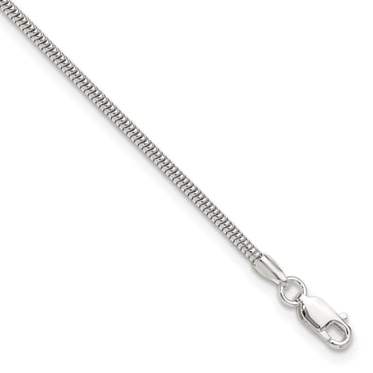 9 Inch Sterling Silver 2mm Snake Chain 9In Plus 1In Ext. Anklet